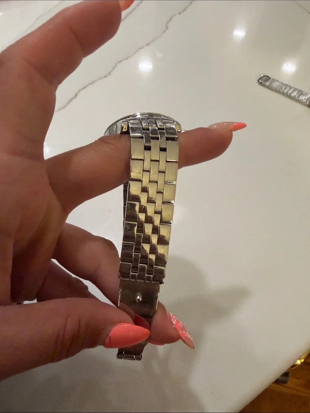 Michael Kors Silver Watch with Mother-of-Pearl Dial and Crystal Markers